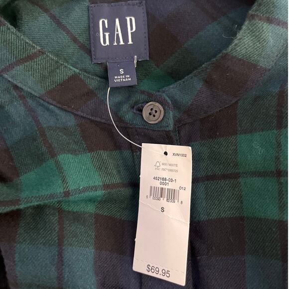 Gap Womens Green Navy Plaid Flannel Tiered Long Sleeve Mini Dress Size Small NWT - Picture 3 of 6